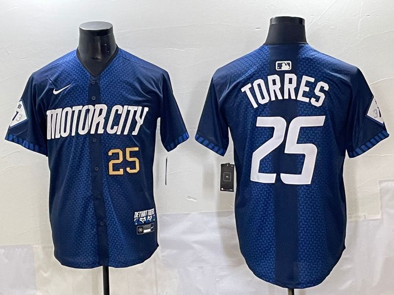 Men 2025 Detroit Tigers #25 Torres Blue Nike MLB Jersey style 7153->detroit tigers->MLB Jersey